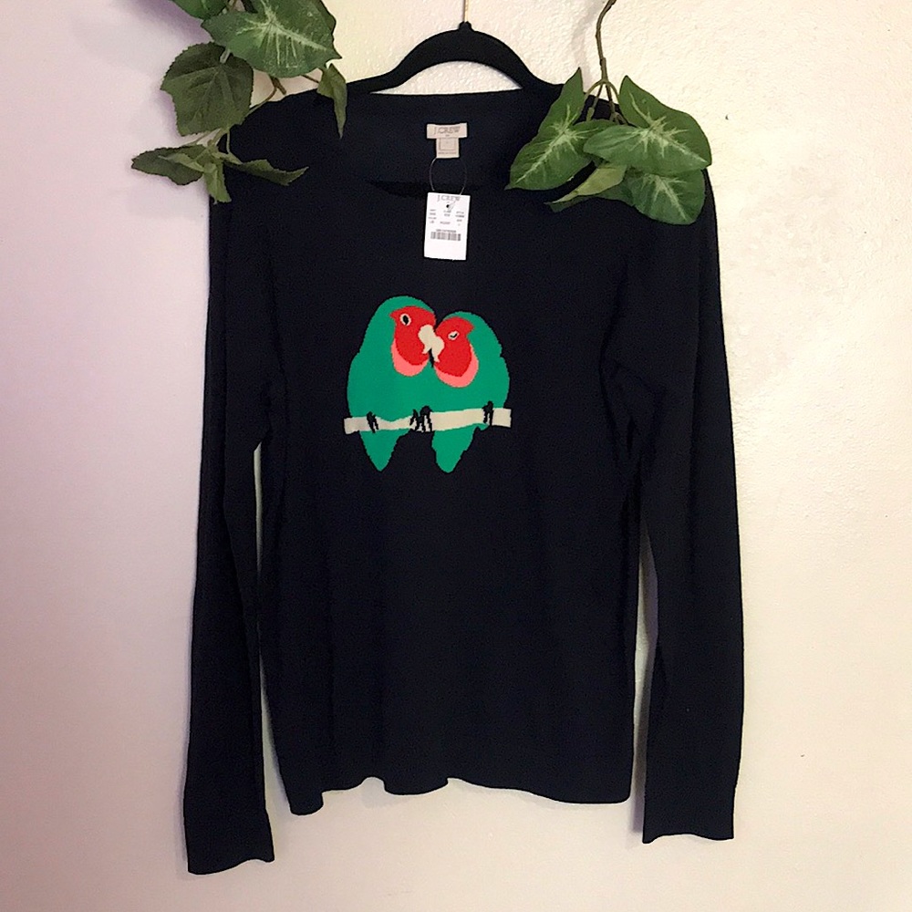 J.Crew Parrots kissing sweater dark blue